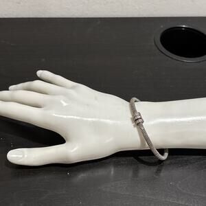 925 Italy Sterling Silver Mesh Magnetic Bracelet With 3 Beads 7.75"